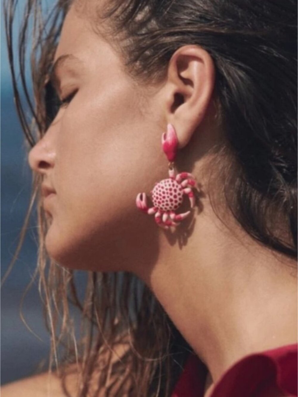 New! Coastal Crab Summer Vacation Drop Earrings NWOT